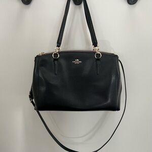 COACH F57525 Christie Carryall Black Crossgrain Leather Satchel